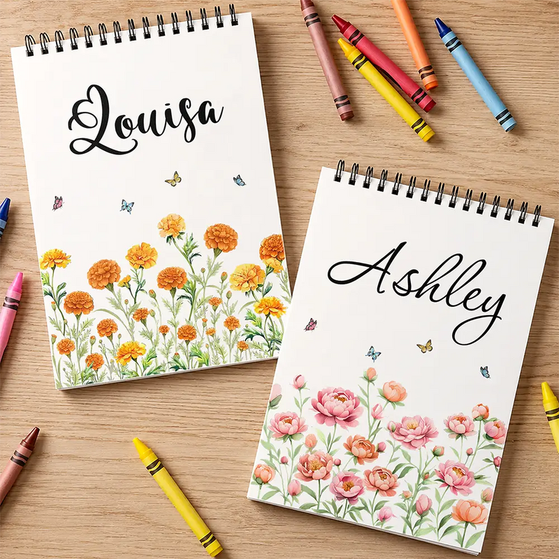 Confident, Gift For Children, Back To School, Gift For Daughter, Icon - Birth Flower Name For Daughter, Besties, Coworkers - Personalized Sketchbook