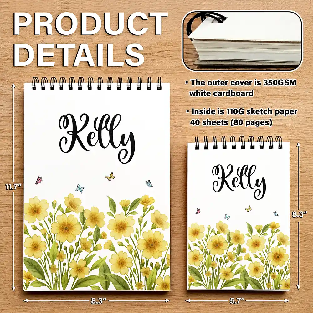 Confident, Gift For Children, Back To School, Gift For Daughter, Icon - Birth Flower Name For Daughter, Besties, Coworkers - Personalized Sketchbook