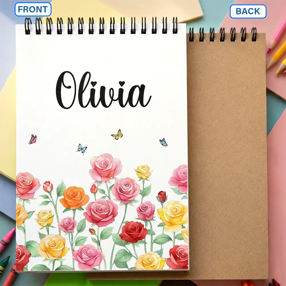 Confident, Gift For Children, Back To School, Gift For Daughter, Icon - Birth Flower Name For Daughter, Besties, Coworkers - Personalized Sketchbook
