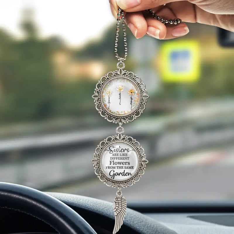 Gift For Sisters, Love - Birth Flower Sisters From The Same Garden - Personalized Photo Pendant Charm