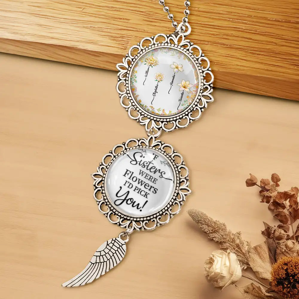 Gift For Sisters, Love - Birth Flower Sisters From The Same Garden - Personalized Photo Pendant Charm