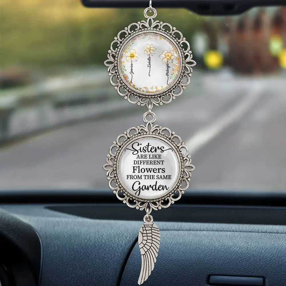 Birth Flower Sisters From The Same Garden - Personalized Pendant Charm
