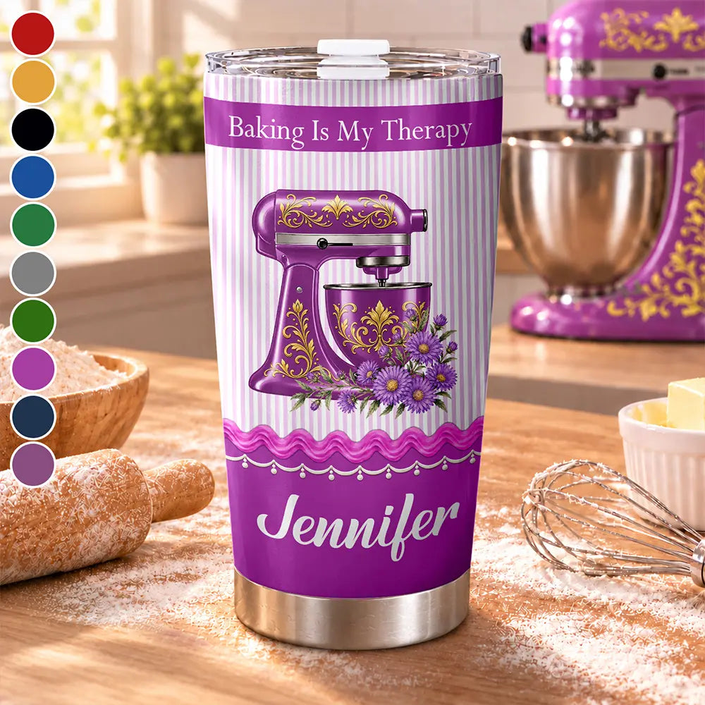 Birth Flower Stand Mixer With Name For Baking Lovers - Personalized Tumbler