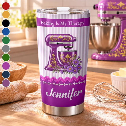 Birth Flower Stand Mixer With Name For Baking Lovers - Personalized Tumbler