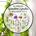 Gift For Yourself,Gift For Women,Gift For Mother,Gift For Grandma - Birth Flower This Grandma's Mom's Garden Belongs - Personalized Stained Glass Window Hanging Suncatcher