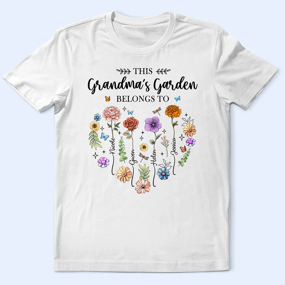 Birth Flower This Grandma's Garden Belongs - Personalized T Shirt