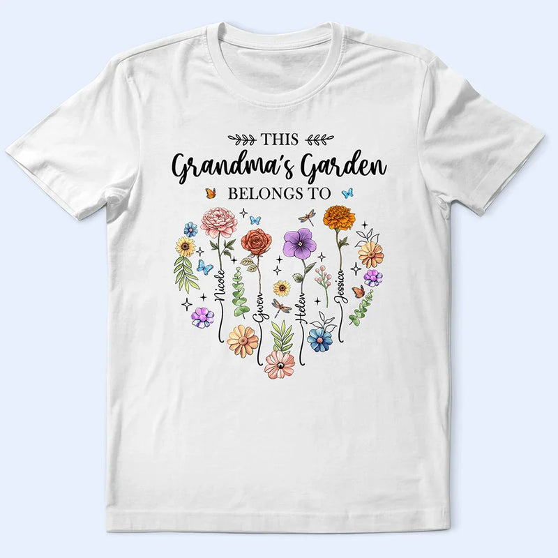 Gift For Yourself, Gift For Women, Gift For Mother, Gift For Grandma, Love - Birth Flower This Grandma's Garden Belongs - Personalized T Shirt