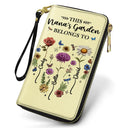 Gift For Yourself, Gift For Women, Gift For Mother, Gift For Grandma, Love - Birth Flower This Grandma's Mom's Garden Belongs - Personalized Leather Long Wallet