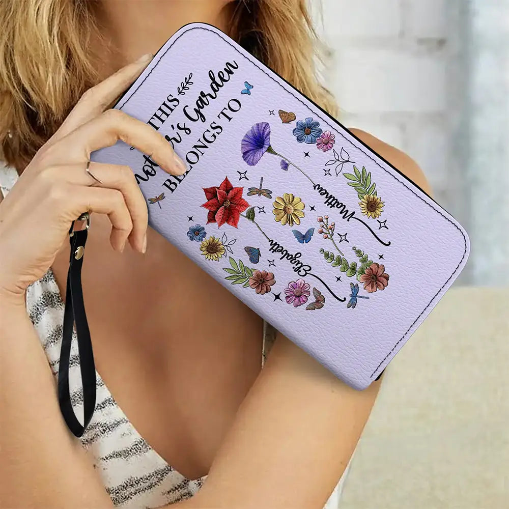 Gift For Yourself, Gift For Women, Gift For Mother, Gift For Grandma, Love - Birth Flower This Grandma's Mom's Garden Belongs - Personalized Leather Long Wallet