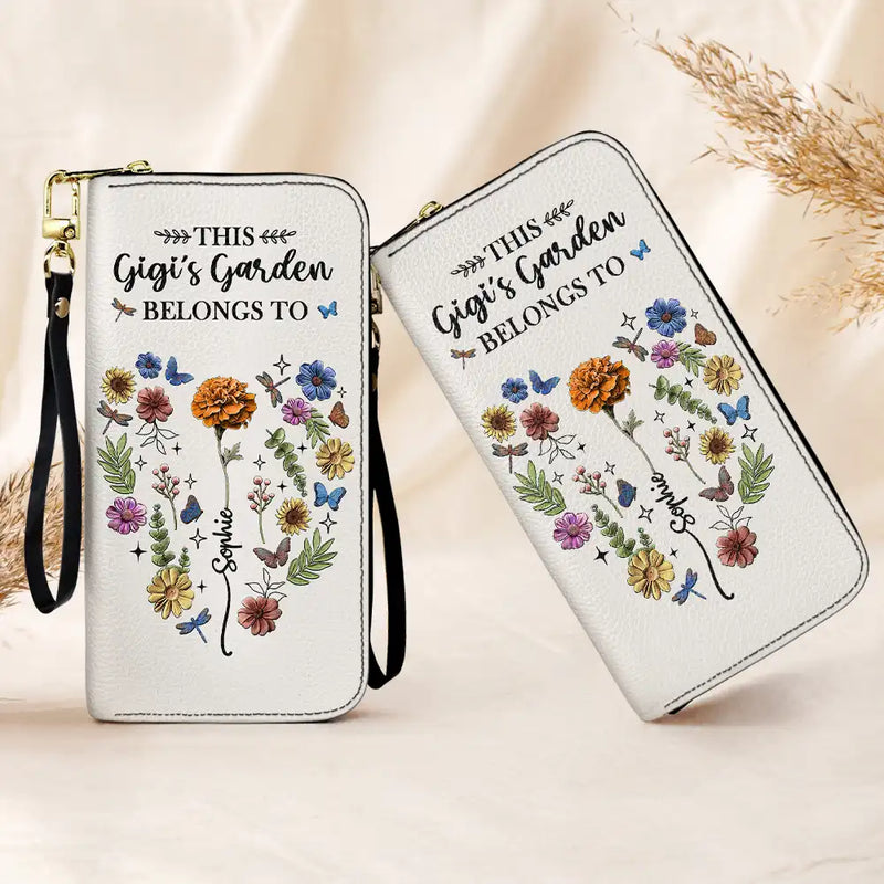 Gift For Yourself, Gift For Women, Gift For Mother, Gift For Grandma, Love - Birth Flower This Grandma's Mom's Garden Belongs - Personalized Leather Long Wallet