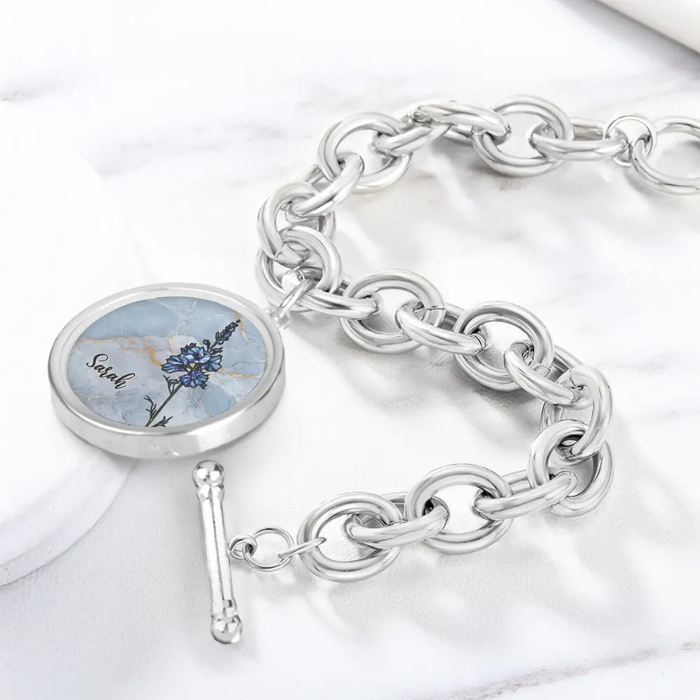 Happy, Gift For Women, Gift For Yourself, Gift For Wife, Gift For Girlfriend - Birth Flowers Bloom Where You're Planted - Personalized Charm Bracelet