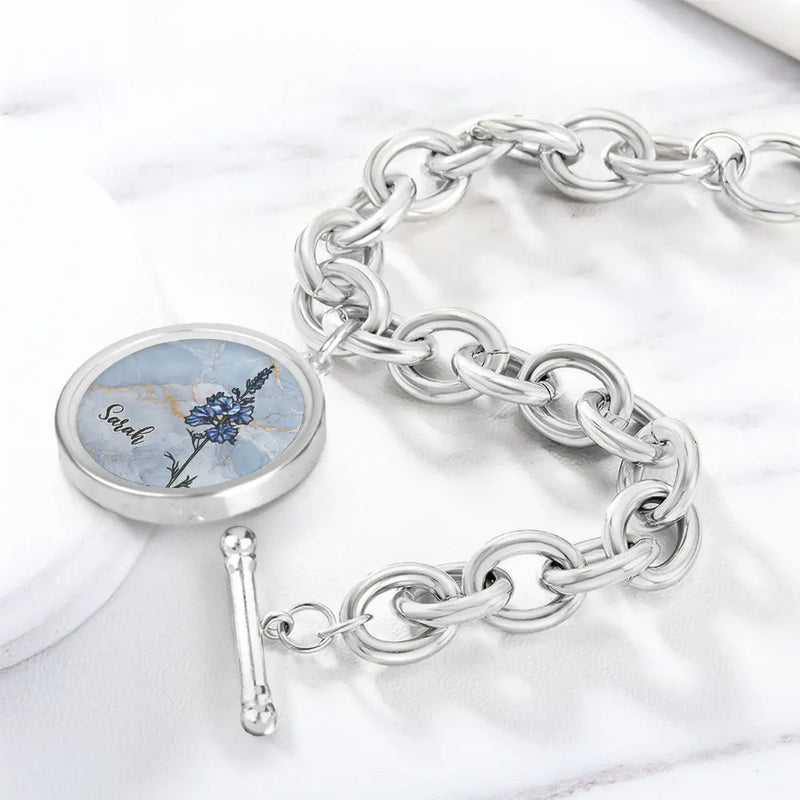 Happy, Gift For Women, Gift For Yourself, Gift For Wife, Gift For Girlfriend - Birth Flowers Bloom Where You're Planted - Personalized Charm Bracelet