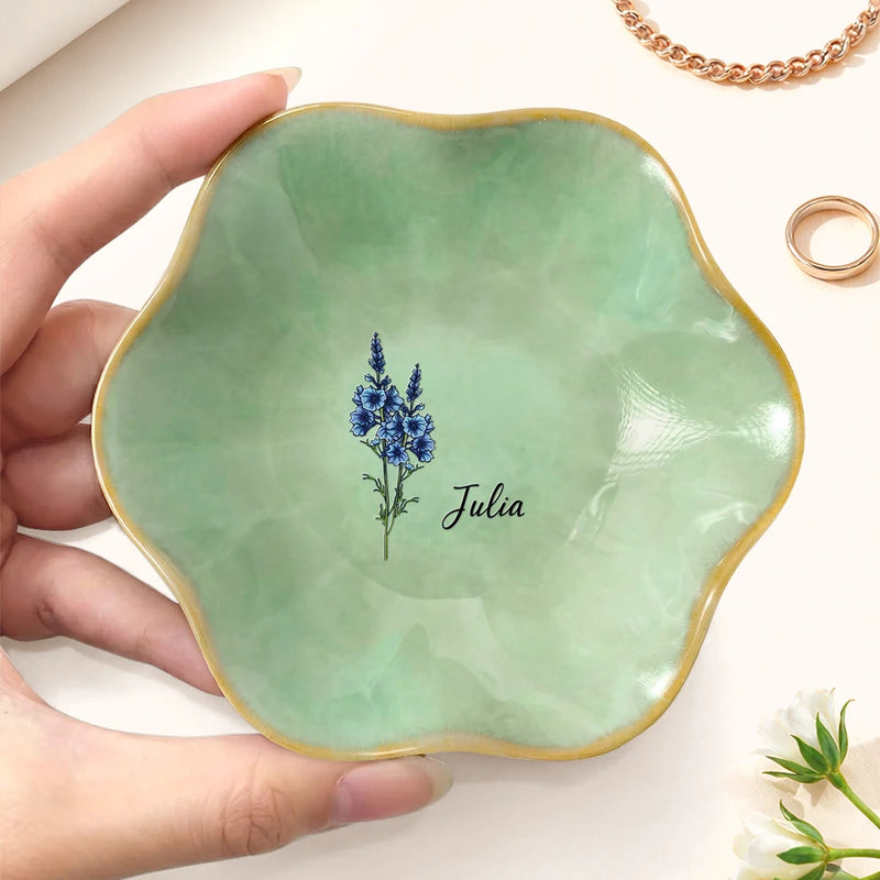 Gift For Yourself, Gift For Women, Happy, Top Market - Birth Flowers Bloom Where You're Planted - Personalized Lotus Jewelry Dish