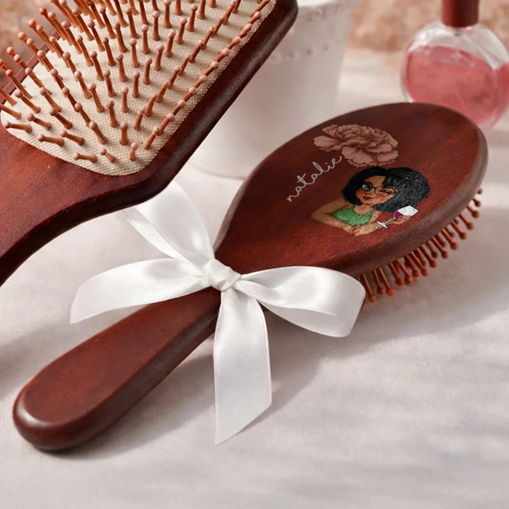 Gift For Wife,Gift For Girlfriend,Gift For Women,Gift For Yourself,Gift For Aunt,Gift For Mother,Gift For Grandma,Gift For Daughter,Gift For Sisters,Gift For Bestie,Happy - Birth Flowers Woman Bloom Where You're Planted - Personalized Wooden Hair Brush