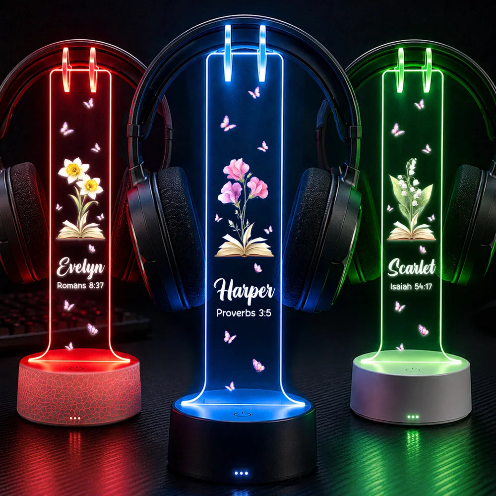 Birth Month Flower Bible Verse References - Personalized Headphone Stand