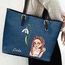 Gift For Yourself,Gift For Women - Birth Month Flower Blooming - Personalized Leather Tote Bag