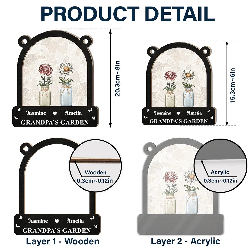 Christmas, Gift For Grandma, Gift For Mother - Birth Month Flower Blooming In Her Garden - Personalized Window Hanging Suncatcher Ornament