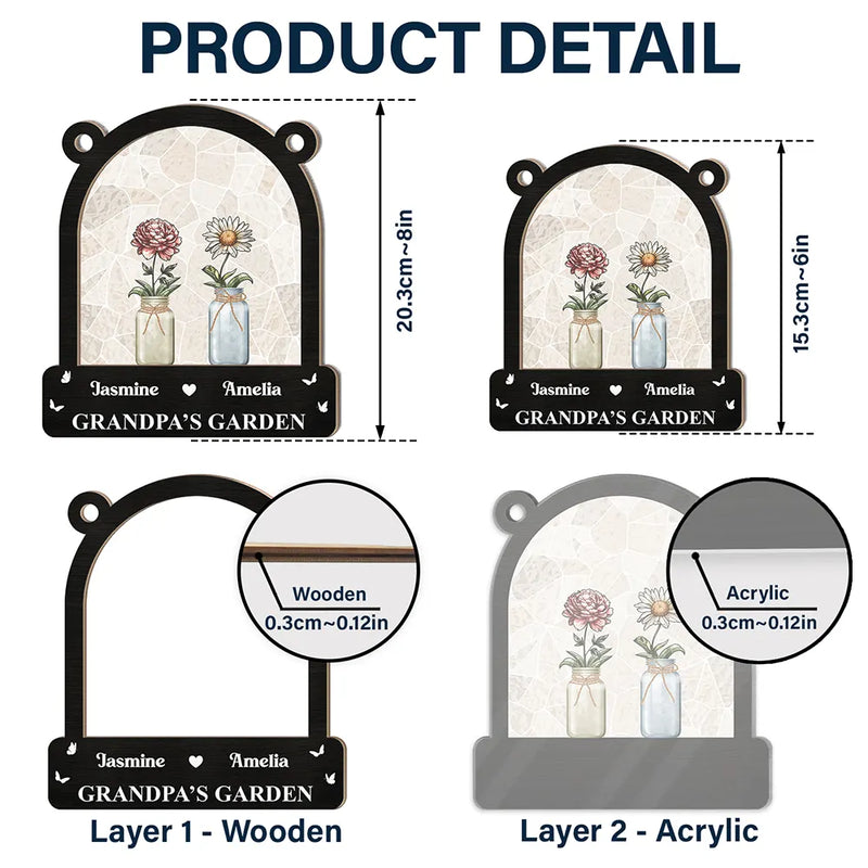 Christmas, Gift For Grandma, Gift For Mother - Birth Month Flower Blooming In Her Garden - Personalized Window Hanging Suncatcher Ornament