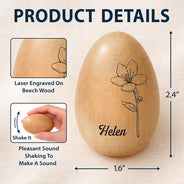 Gift For Kids, Gift For Grandkids - Birth Month Flower Blooms - Personalized Musical Wooden Easter Egg Shaker