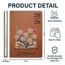 Gift For Wife,Gift For Yourself,Gift For Girlfriend,Gift For Women,Gift For Aunt,Gift For Grandma,Gift For Daughter,Gift For Sisters,Gift For Bestie - Birth Month Flower Blooms Planner 2026 - Personalized Leather Journal