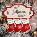 Parents,Family,Gift For Mother,Gift For Father,Gift For Grandpa,Gift For Grandma,Love,Christmas - Birth Month Flower Family Stockings - Personalized 2-Layered Wooden Ornament