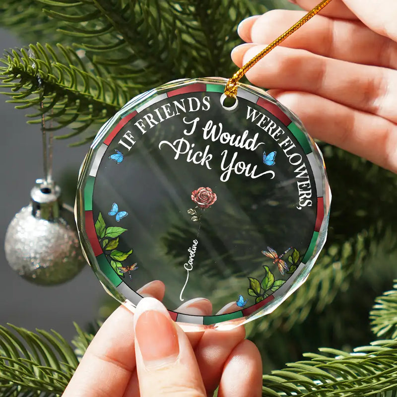 Gift For Bestie,Old Best friends,Love,Christmas - Birth Month Flower Grow An Old Friend - Personalized Circle Glass Ornament