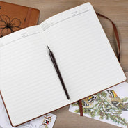 Gift For Yourself,Gift For Women - Birth Month Flower Sketch With Custom Name - Personalized Leather Journal