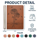 Gift For Yourself,Gift For Women - Birth Month Flower Sketch With Custom Name - Personalized Leather Journal
