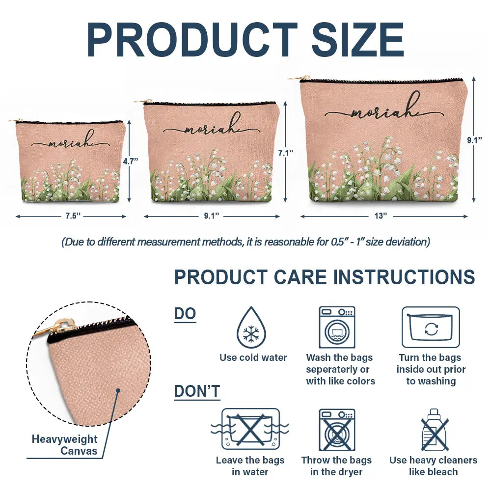 Gift For Yourself,Gift For Women,Happy - Birth Month Flower Watercolor Blooming In Love - Personalized Cosmetic Bag