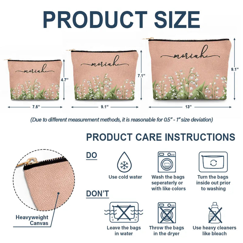 Gift For Yourself,Gift For Women,Happy - Birth Month Flower Watercolor Blooming In Love - Personalized Cosmetic Bag