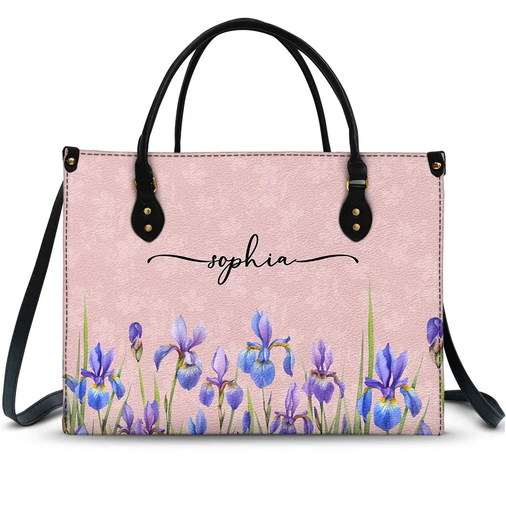 Gift For Yourself,Gift For Women,Happy - Birth Month Flower Watercolor Blooming In Love - Personalized Leather Bag
