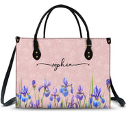 Gift For Yourself,Gift For Women,Happy - Birth Month Flower Watercolor Blooming In Love - Personalized Leather Bag
