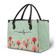 Gift For Yourself,Gift For Women,Happy - Birth Month Flower Watercolor Blooming In Love - Personalized Leather Bag