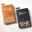 Gift For Women,Gift For Men,Gift For Yourself,Happy,Travel - Birth Month Flower Watercolor Blooming In Love - Personalized Leather Cable Bag