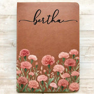 Gift For Yourself, Gift For Women, Happy, Gift For Men, Top Market - Birth Month Flower Watercolor Blooming In Love - Personalized Leather Journal