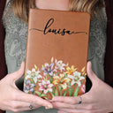 Gift For Yourself, Gift For Women, Happy, Gift For Men, Top Market - Birth Month Flower Watercolor Blooming In Love - Personalized Leather Journal