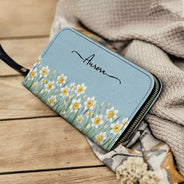 Gift For Yourself,Gift For Women,Happy - Birth Month Flower Watercolor Blooming In Love - Personalized Leather Long Wallet