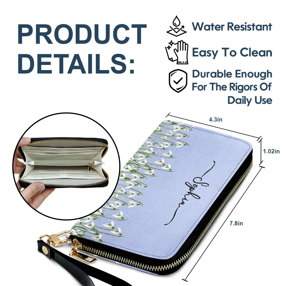 Gift For Yourself,Gift For Women,Happy - Birth Month Flower Watercolor Blooming In Love - Personalized Leather Long Wallet