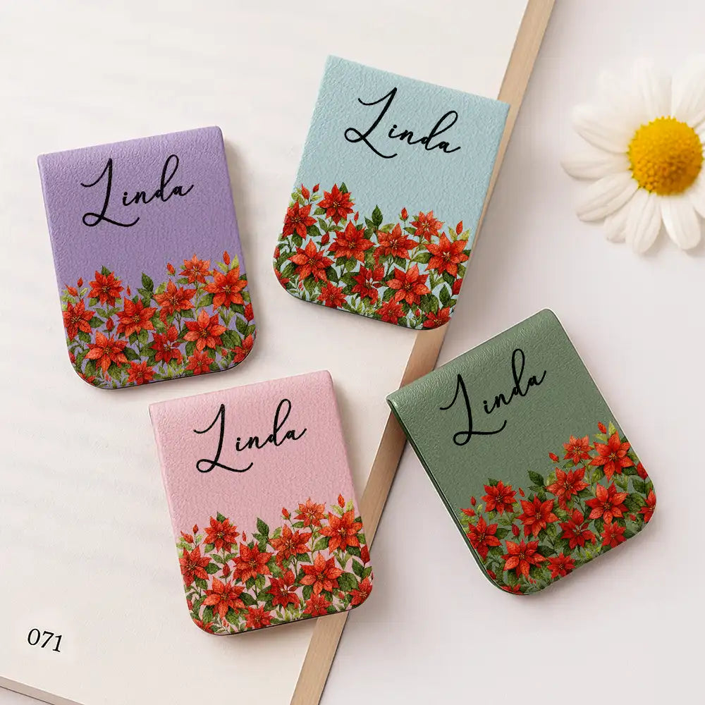 Gift For Yourself,Gift For Women,Happy,Gift For Men - Birth Month Flower Watercolor Blooming In Love - Personalized Leather Magnetic Bookmark
