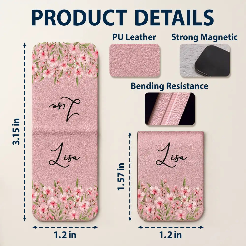 Gift For Yourself,Gift For Women,Happy,Gift For Men - Birth Month Flower Watercolor Blooming In Love - Personalized Leather Magnetic Bookmark