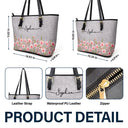 Gift For Yourself,Gift For Women,Happy -  Birth Month Flower Watercolor Blooming In Love - Personalized Leather Tote Bag