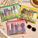 Confident,Gift For Yourself,Summer,Gift For Women,Icon - Birth Month Flower Watercolor Blooming In Love - Personalized Mesh Zipper Pouch