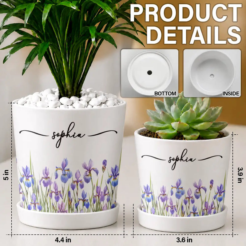 Gardening,Gift For Yourself,Gift For Women,Summer,Cozy,Icon,Special Font - Birth Month Flower Watercolor Blooming In Love - Personalized Plant Pot