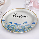 Gift For Yourself,Gift For Women,Happy,Gift For Men,Top Market - Birth Month Flower Watercolor Blooming In Love - Personalized Round Ring Dish