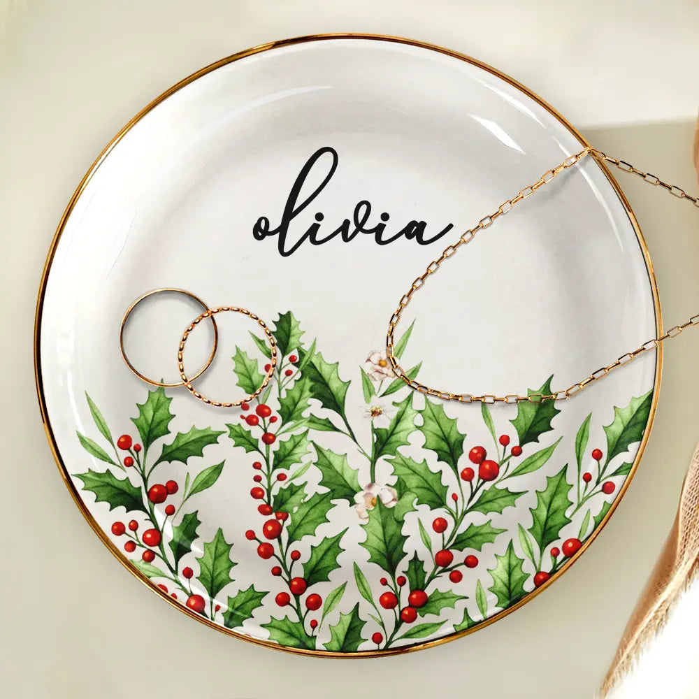 Gift For Yourself,Gift For Women,Happy,Gift For Men,Top Market - Birth Month Flower Watercolor Blooming In Love - Personalized Round Ring Dish