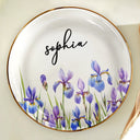 Gift For Yourself,Gift For Women,Happy,Gift For Men,Top Market - Birth Month Flower Watercolor Blooming In Love - Personalized Round Ring Dish