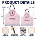 Gift For Yourself,Gift For Women,Icon,Happy - Birth Month Flower Woman Name Striped Pattern - Personalized Apron
