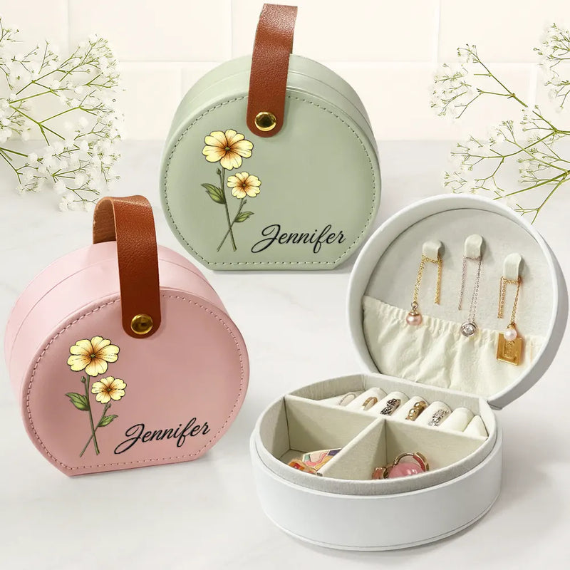 Gift For Women, Gift For Yourself, Happy - Birth Month Flowers Bloom Where You're Planted - Personalized Jewelry Box With Handle
