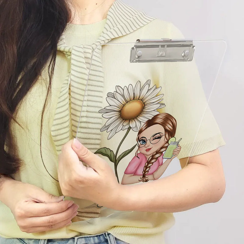 Gift For Women, Gift For Yourself - Birth Month Flowers Bloom Where You're Planted Women - Personalized Acrylic Clipboard