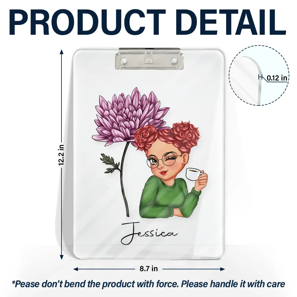 Gift For Women, Gift For Yourself - Birth Month Flowers Bloom Where You're Planted Women - Personalized Acrylic Clipboard